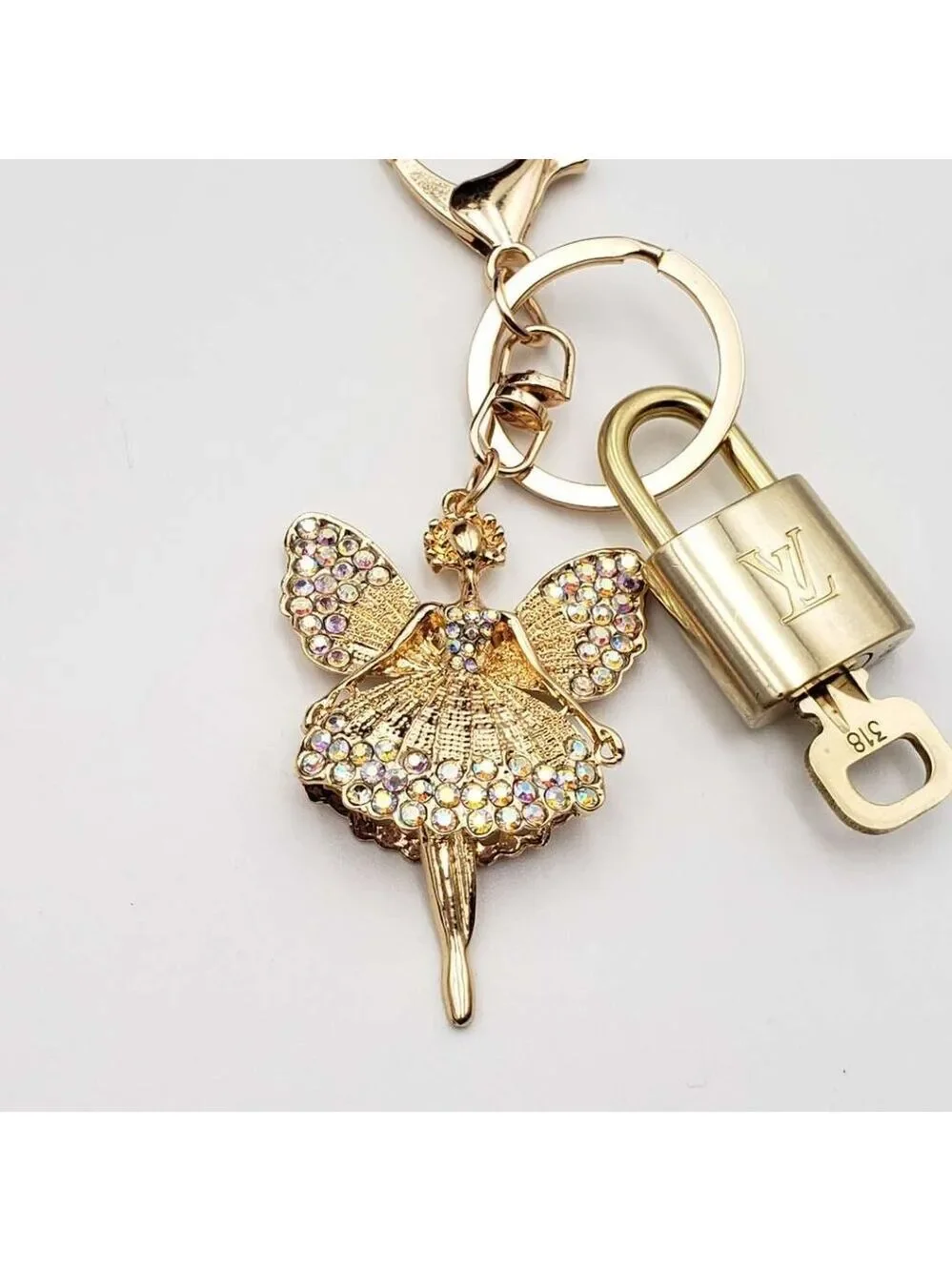 Authentic Louis Vuitton Padlock Gold 🔒 Key Set + Unbranded Fairy Keychain Charm